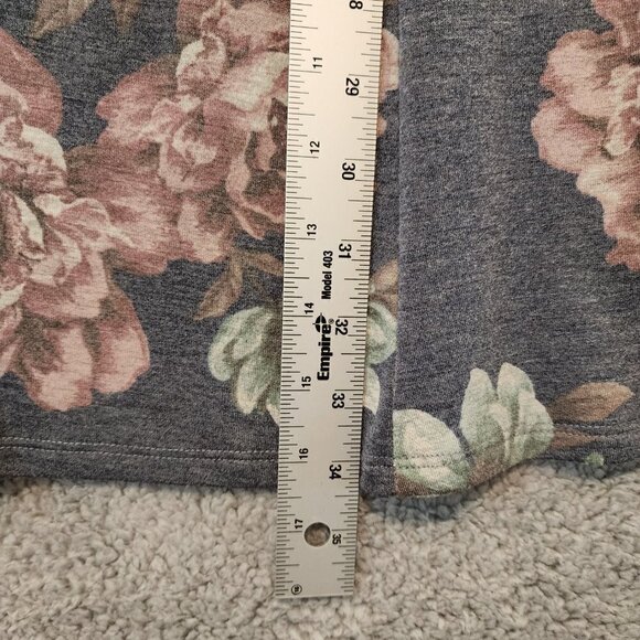 Fortune Ivy Dress Charcoal Gray Pink Floral Knee Length A-Line Beach Size Medium - Picture 7 of 7